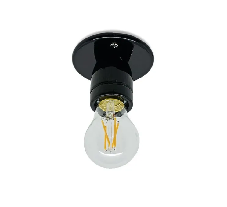 Applique ou plafonnier, porcelaine, noir, encastrable, Ø10cm, H7cm Zangra