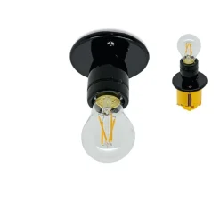 Applique ou plafonnier, porcelaine, noir, encastrable, Ø10cm, H7cm Zangra