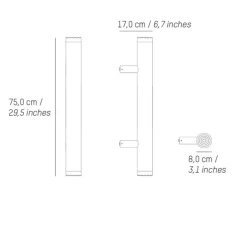 Applique ou plafonnier, Pyl, grande, rouge, IP44, LED, dim, 2700K, 1920 lm, L8cm, H75cm - Petite Friture