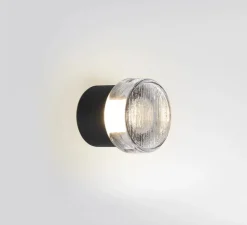 Applique ou plafonnier, Roc mini, transparent et noir, IP65, LED, 2700K, 291lm, Ø8,5cm - Marset