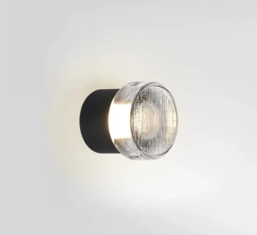 Applique ou plafonnier, Roc mini, transparent et noir, IP65, LED, 2700K, 291lm, Ø8,5cm - Marset