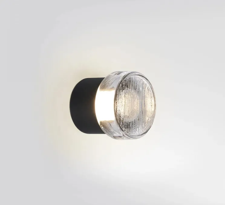 Applique ou plafonnier, Roc mini, transparent et noir, IP65, LED, 2700K, 291lm, Ø8,5cm - Marset