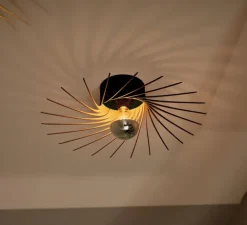 Applique ou plafonnier, Sanpedrö, bois de bouleau noir, Ø56cm, H13,5cm - Piatoni