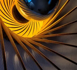 Applique ou plafonnier, Sanpedrö, bois de bouleau noir, Ø56cm, H13,5cm - Piatoni