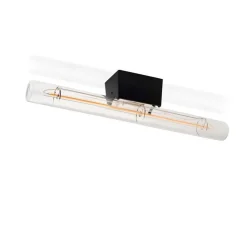 Applique ou plafonnier, S14D, transparent, noir, L30cm, H4cm - Zangra