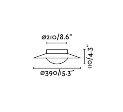 Applique ou plafonnier, Side 390, noir et cuivre, 3000K, 736lm, Ø39cm, H11cm - Faro