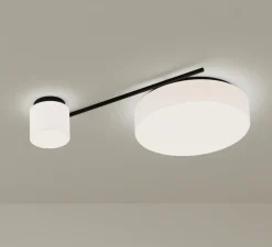 Applique ou plafonnier, Spark Double, noir et blanc, LED, dim, 3000K, 2507 lm, L67cm, H53,7cm - LEDS C4
