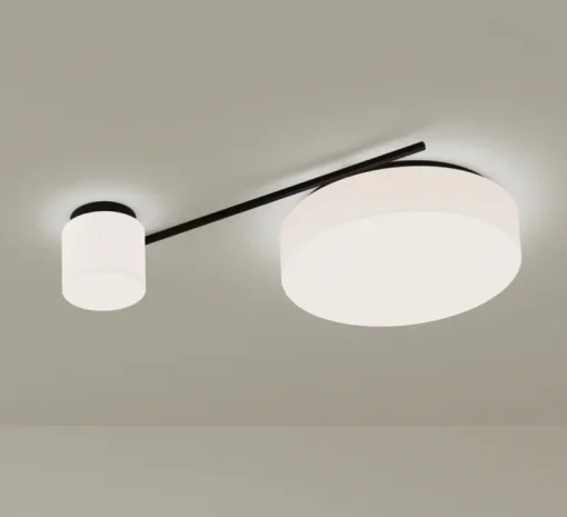 Applique ou plafonnier, Spark Double, noir et blanc, LED, dim, 3000K, 2507 lm, L67cm, H53,7cm - LEDS C4