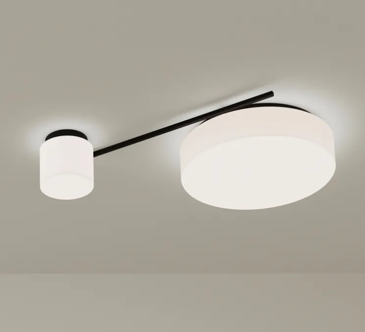Applique ou plafonnier, Spark Double, noir et blanc, LED, dim, 3000K, 2507 lm, L67cm, H53,7cm - LEDS C4
