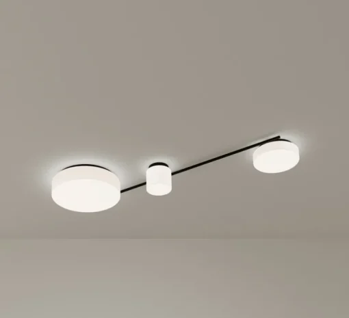 Applique ou plafonnier, Spark Triplex, noir et blanc, LED, dim, 3000K, 3159 lm, L132,3cm, H10,7cm - LEDS C4