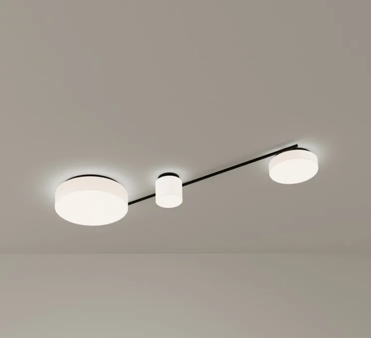 Applique ou plafonnier, Spark Triplex, noir et blanc, LED, dim, 3000K, 3159 lm, L132,3cm, H10,7cm - LEDS C4