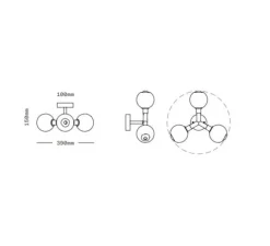 Applique ou plafonnier, Stem x3, Transparent, Noir oxydé, Ø11cm, H39cm - SkLO Studio