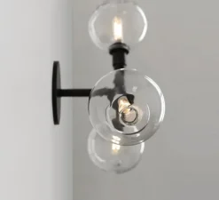 Applique ou plafonnier, Stem x3, Transparent, Noir oxydé, Ø11cm, H39cm - SkLO Studio