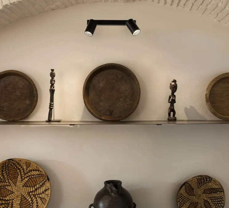 Applique ou plafonnier, Stan 2L, noir mat, orientable, L33,6cm, H9,8 cm max - Faro