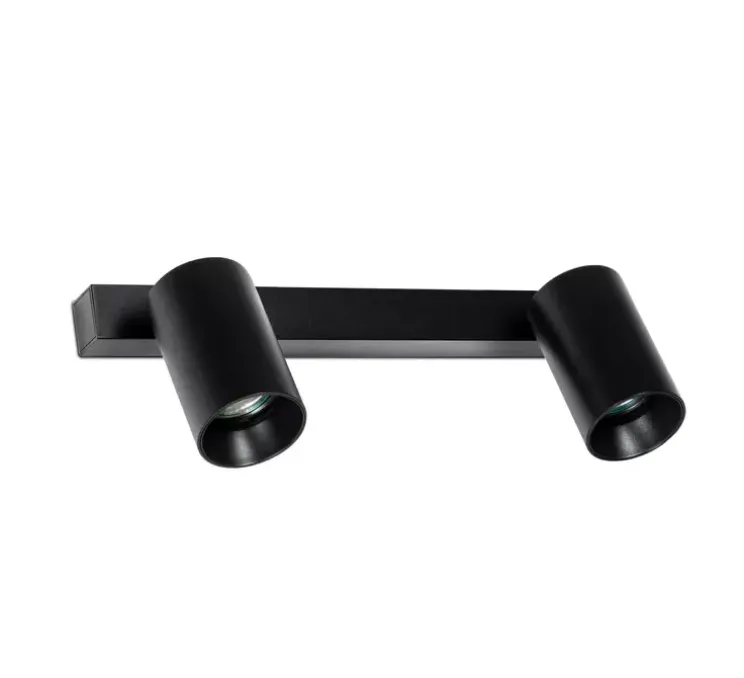 Applique ou plafonnier, Stan 2L, noir mat, orientable, L33,6cm, H9,8 cm max - Faro