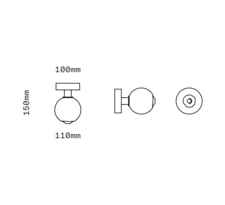 Applique ou plafonnier, Stem x1, Bleu, Noir oxydé, Ø11cm, H15cm - SkLO Studio