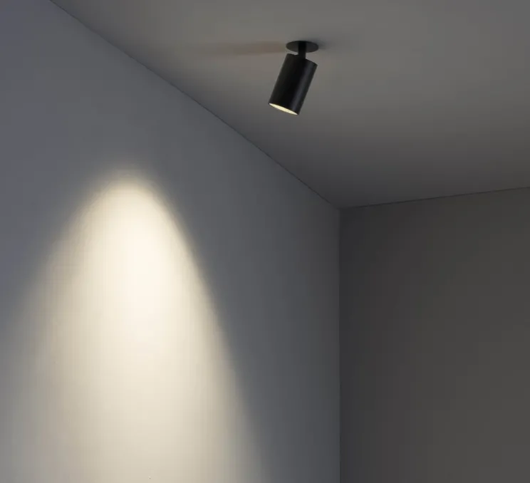 Applique ou Plafonnier, Stan , noir, orientable, encastrable, Ø6cm, H13,7cm - Faro