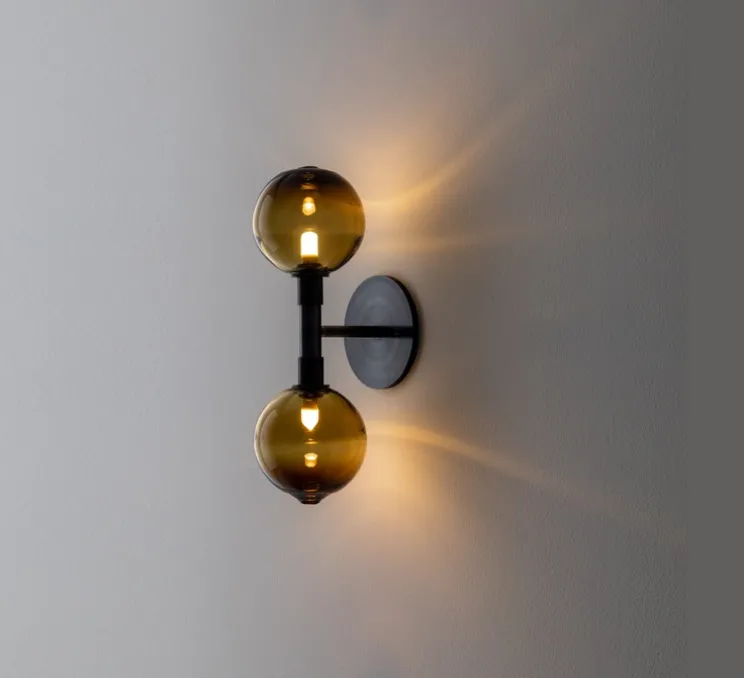 Applique ou plafonnier, Stem x2, Olive, Noir oxydé, Ø11cm, H33cm - SkLO Studio