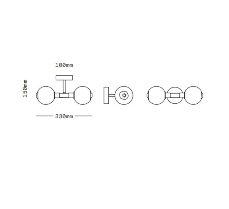 Applique ou plafonnier, Stem x2, Olive, Noir oxydé, Ø11cm, H33cm - SkLO Studio