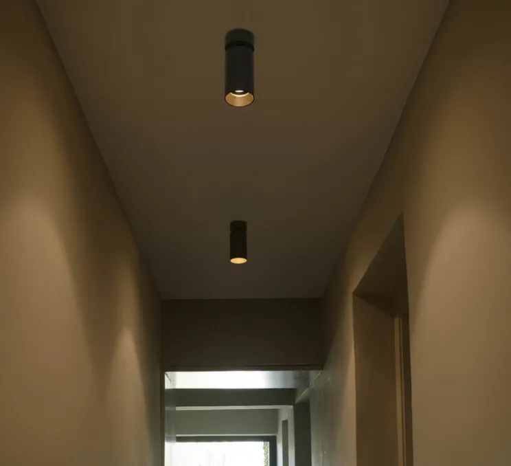 Applique ou plafonnier, Stan, noir, GU10, orientable, Ø6cm, H15cm - Faro