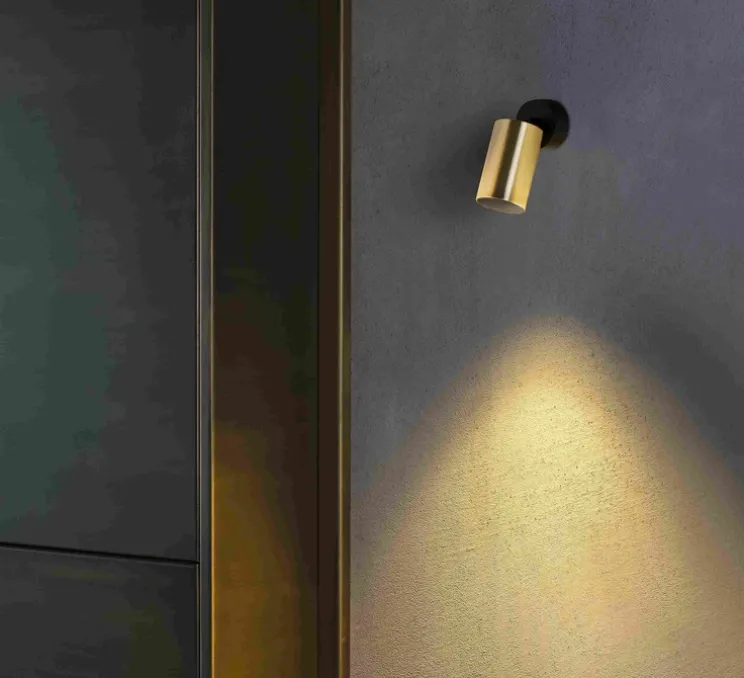 Applique ou plafonnier, Stan, or et noir, GU10, orientable, Ø6cm, H15cm - Faro