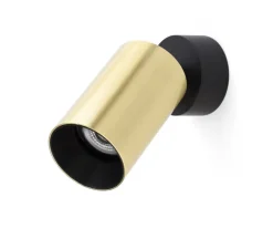 Applique ou plafonnier, Stan, or et noir, GU10, orientable, Ø6cm, H15cm - Faro