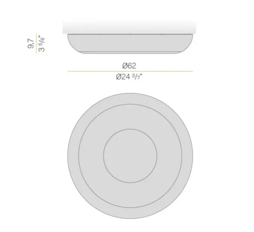 Applique ou plafonnier, Superbold 62, champagne, IP40, LED, dim, 2700K, 2122 lm, Ø62cm, H9,7cm - Panzeri