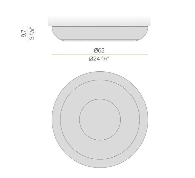 Applique ou plafonnier, Superbold 62, champagne, IP40, LED, dim, 2700K, 2122 lm, Ø62cm, H9,7cm - Panzeri