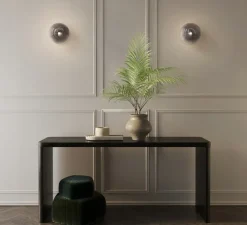 Applique ou plafonnier, Tacoma Surface, noir mat, abat-jour Tacoma Ribbed Glass fumé, IP44, Ø13,5cm, P15,4cm - Astro