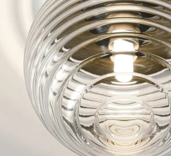 Applique ou plafonnier, Tacoma Surface, laiton antique, abat-jour Tacoma Ribbed Glass transparent, IP44, Ø13,5cm, P15,4cm - Astro