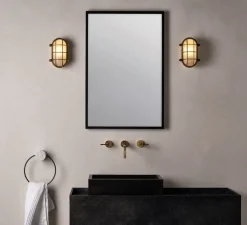 Applique ou plafonnier, Thurso oval, laiton natural côtier, IP44, L16,6cm, H23,8cm - Astro