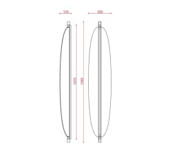 Applique ou plafonnier, Thula 562.43, sans câble, corps noir, détail noir, abat-jour noyer, IP40, LED, 2700K, 3400lm, L25cm, H134cm - Tooy