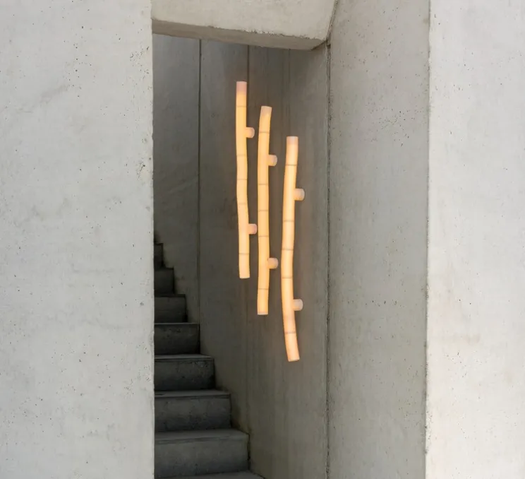 Applique ou plafonnier, Tratti 566.42, nylon naturel, nickel opaque, IP40, LED, dim, 2700K, 950 lm, L6cm, H96cm - Tooy