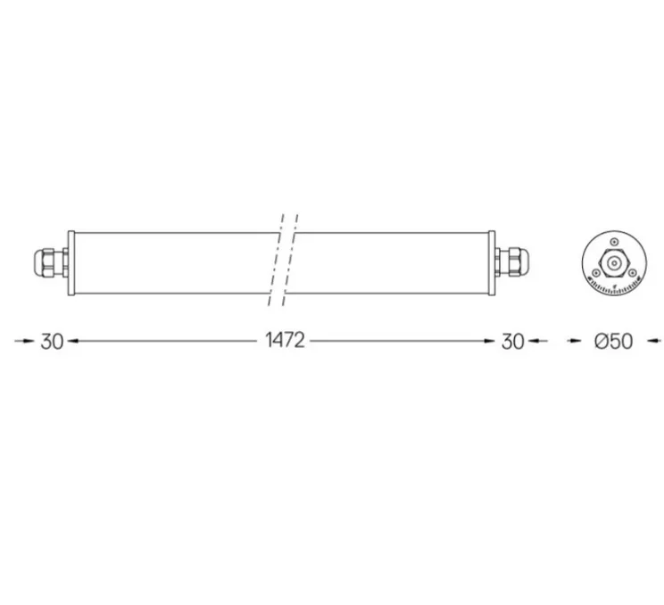 Applique ou plafonnier, Tubo 50 LED, blanc, transparent, IP67, dim, 2700K, 4475 lm, L147,2cm, H6,7cm - O/M Light