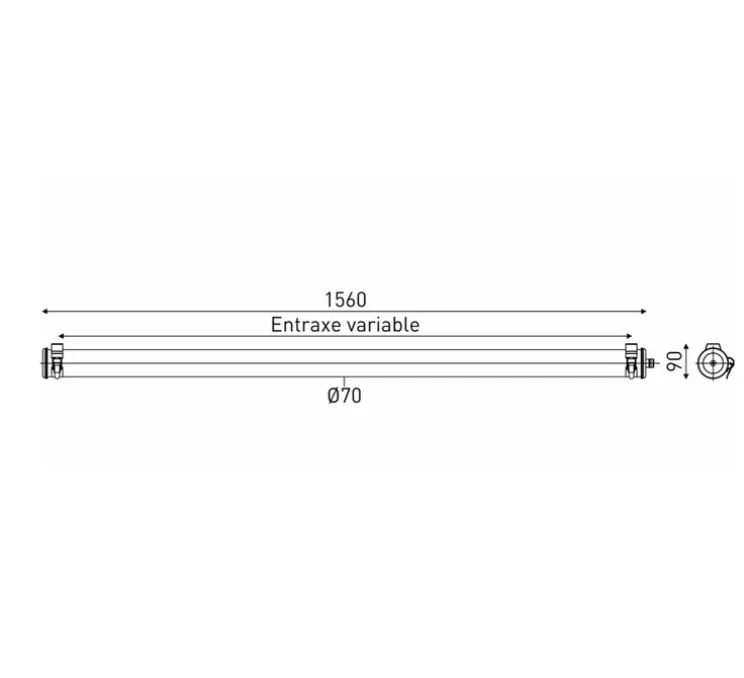 Applique ou plafonnier, Turner 70, argent et transparent, IP66, LED, dim, 3000K, 2500 lm, L156cm, H9cm-Sammode