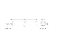 Applique ou plafonnier, Tubo, transparent, noir, IP67, LED, dim, 4000K, 5490 lm, L103,7cm, H8,5cm - O/M Light