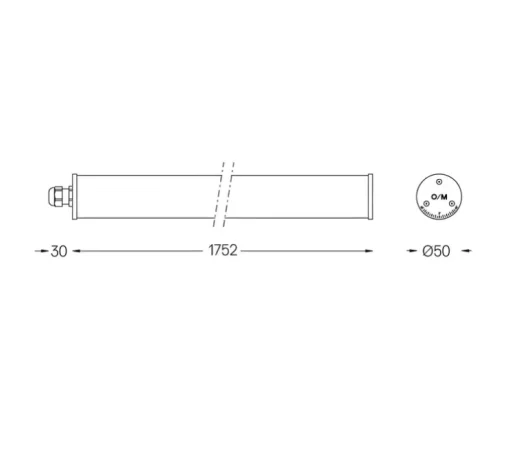 Applique ou plafonnier, Tubo 50 LED, blanc, transparent, IP67, dim, 2700K, 3150 lm, L175.2cm, H6,7cm - O/M Light