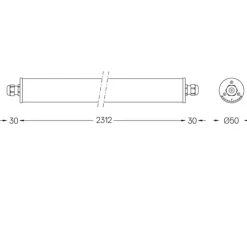 Applique ou plafonnier, Tubo 50 LED, blanc, transparent, IP67, dim, 2700K, 7160 lm, L231,2cm, H6,7cm - O/M Light