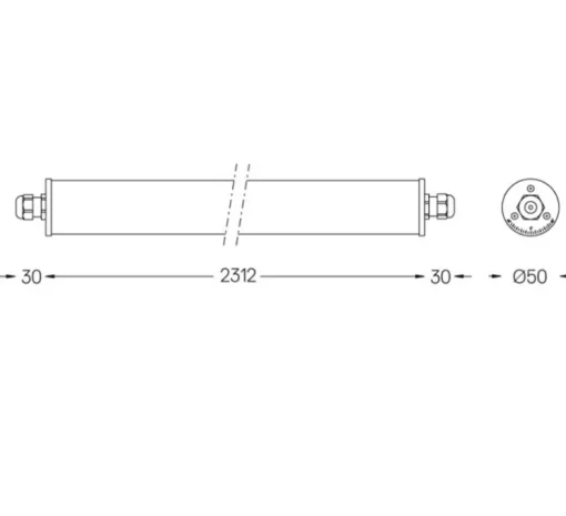 Applique ou plafonnier, Tubo 50 LED, blanc, transparent, IP67, dim, 2700K, 7160 lm, L231,2cm, H6,7cm - O/M Light