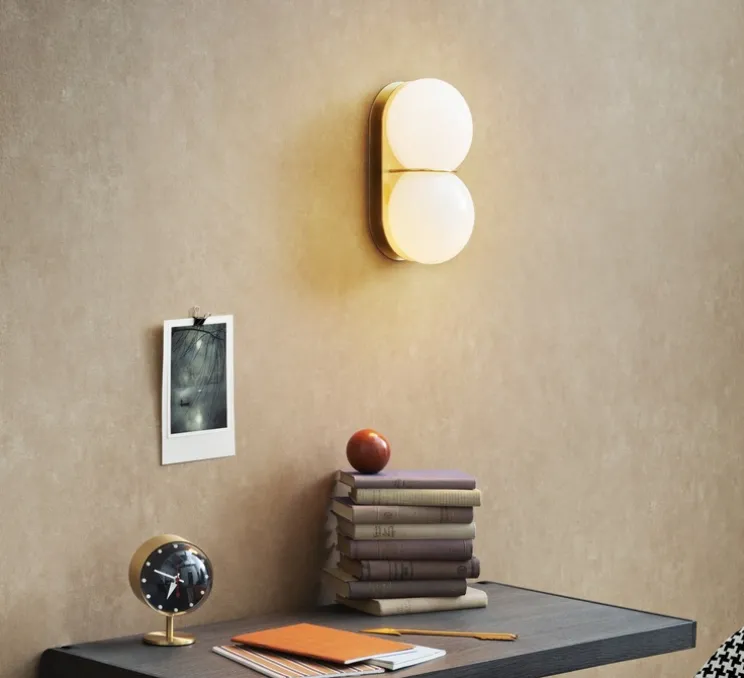 Applique ou plafonnier, Twin 2.0, Blanc, laiton brossé, L15cm, H28cm - SkLO Studio