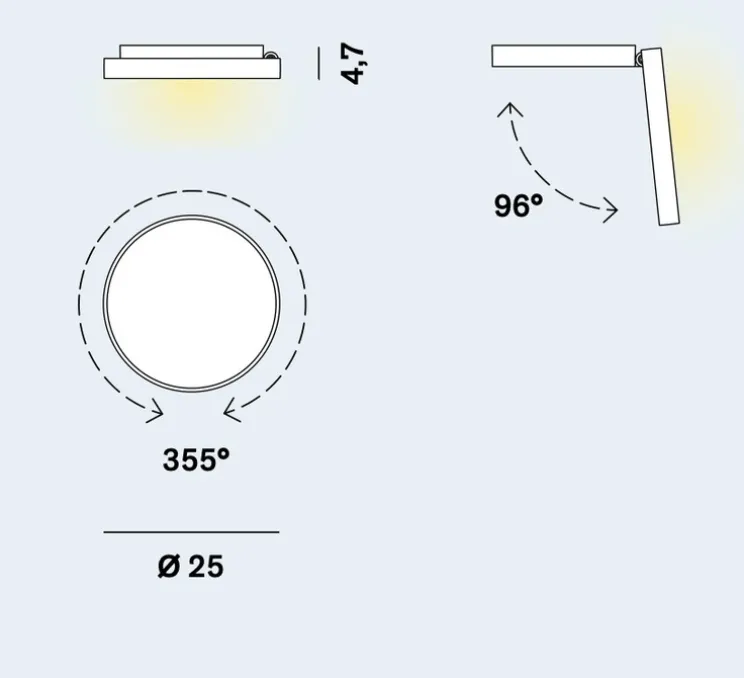 Applique ou plafonnier, Venere W1, blanc, LED, 2700K, 2100 lm, Ø25cm, H4,7cm - Rotaliana
