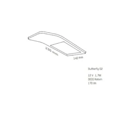 applique, Plafonnier LED, Butterfly, 02, chêne, 3000K, L23cm - TUNTO