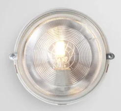 Applique, plafonnier, light.o.127, blanc, verre transparent, IP54, Ø17cm, P11cm - Zangra