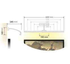 Applique pour tableaux, Paris, Laiton Brossé vernis mat, LED, 3000K, IP44, L53cm, H14cm - Tekni Led