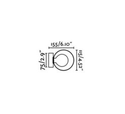 Applique, salle de bain, Perla, IP44, noir mat, Ø11,5cm, H15,5cm - Faro