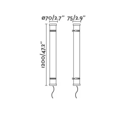 Applique, Scuba 36W, chrome, IP66, LED, 3000K, 5760 lm, Ø7cm, l120cm - Faro