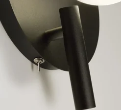 Applique, Tribeca avec bras de lecture, albâtre, noir, LED, 2700K, 270lm, Ø20cm, H25cm - Alma light