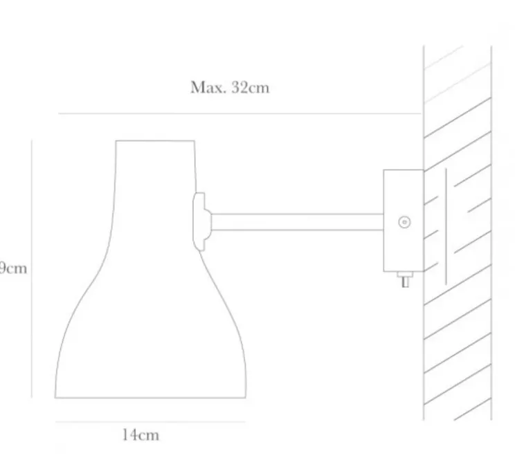 Applique, Type 75, mini, noir, interrupteur, Ø13cm, H19cm - ANGLEPOISE