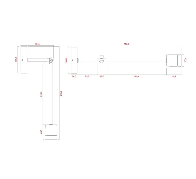 Applique u plafonnier, Light.036, noir, L42cm, H34,9cm - Zangra