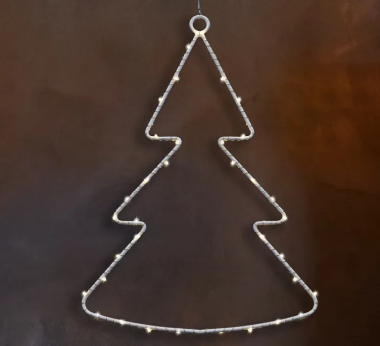 Arbre de Noël, lumineux, Liva, blanc, LED, H30cm - Sirius